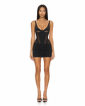 Mesh Corset Mini Dress Black