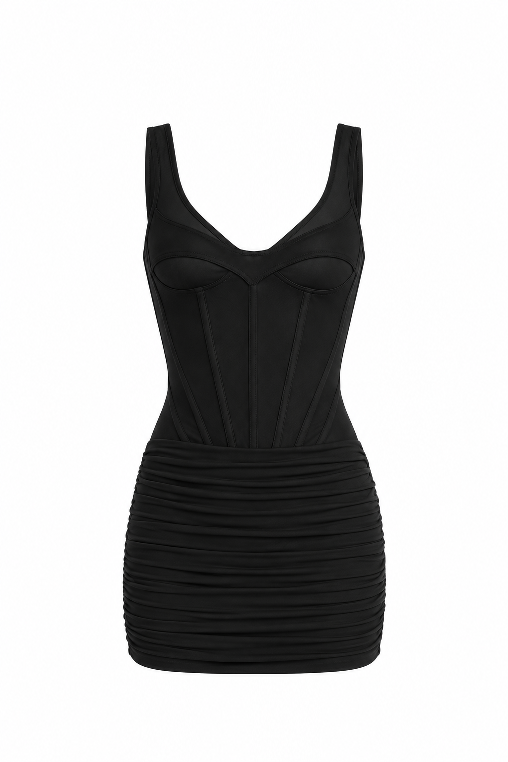 Mesh Corset Mini Dress Black
